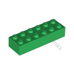 KLOCEK LEGO BRICK 2X6 GREEN - 2456 